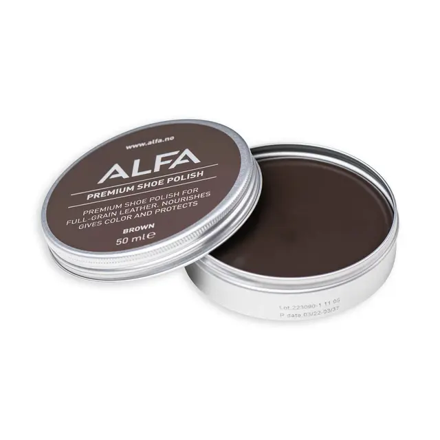 Alfa Shoe Care Polish Brown Skokrem som pleier og beskytter 