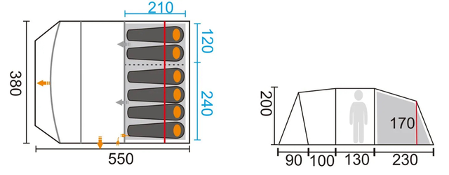 Arctic Tern Family Camp 6P Asphalt Campingtelt for seks personer 