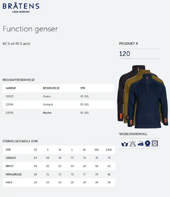 Bråtens Villmark Genser Marine XS God og varm allsidig genser 