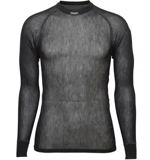Brynje Wool Thermo Light Shirt Tr&#248;ye med rund hals og lang arm - Sort 