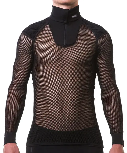 Brynje Wool Thermo Zip polo w/inlay S Black 