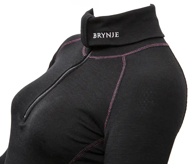 Brynje W's Arctic Zip Polo Black S Lang arm med tommelfingergrep 