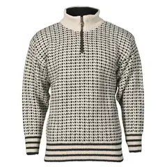 Br&#229;tens Islender Genser med Zip Hvit S Klassisk genser i 100% Norsk ull