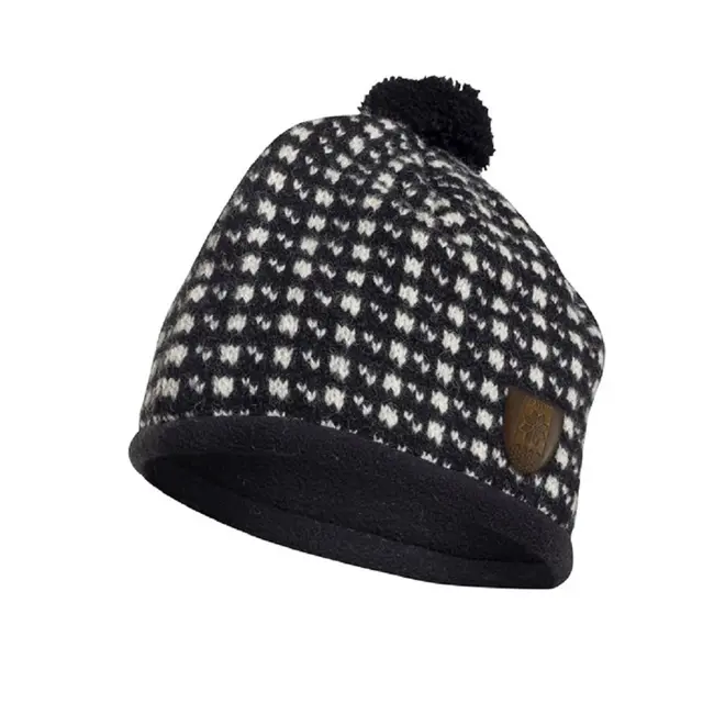 Bråtens Islender Lue Sort/hvit One-Size Lue i Norsk ull som holder deg varm 