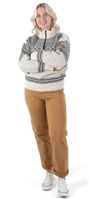 Bråtens Setesdal Genser Hvit S God og varm ullgenser med fôret hals 