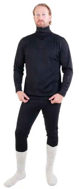 Bråtens Ullfrotté Trøye med Zip Sort S 