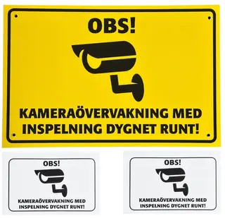 Burrel Overv&#229;kningsskilt og klistremerke Varsel om kameraoverv&#229;kning