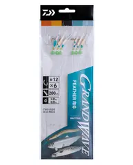 Daiwa Grand Wave Feather Rig 2 #12 Hekle med bl&#229;/s&#248;lv folie og s&#248;lv flash