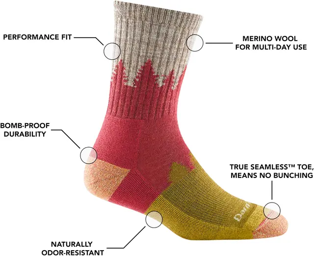 Darn Treeline W Micro Crew Cranberry S Cushion,  Damesokker 