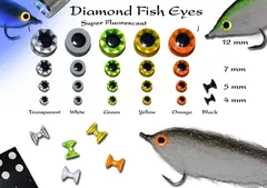 Diamond Fish Eyes - Orange 4mm Super Fluorescent fiske&#248;yne 16 stk