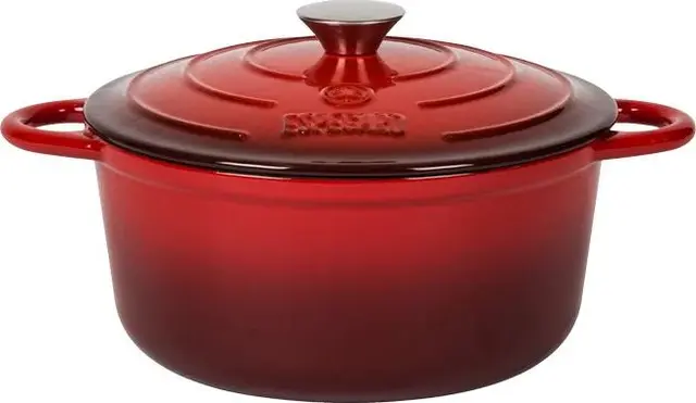 Espegard Støpejernsgryte 4 L Rødemaljert til bål og induksjon 