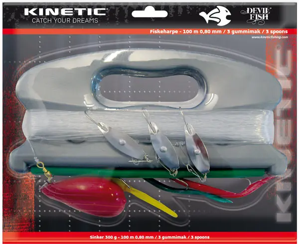 Kinetic Devilfish fiskeharpe 3stk gummimakk + 3 blanke rykk 