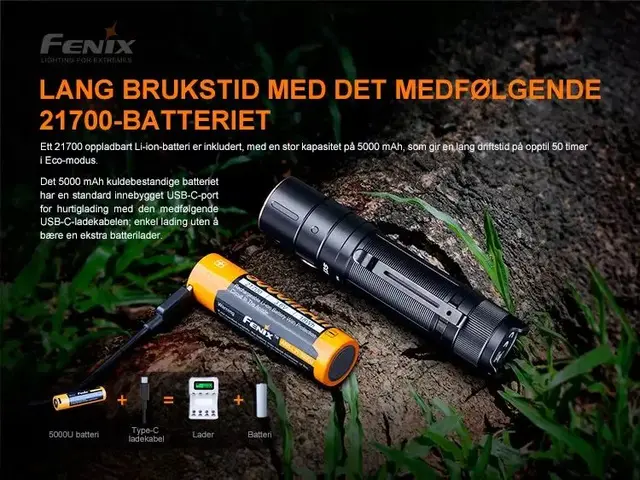 Fenix E35 V3 Led Lykt 3000lm Kraftig oppladbar lommelykt 5000mAh 