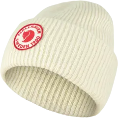 Fj&#228;llr&#228;ven 1960 Logo Hat Chalk White Behagelig strikkelue i lammeull