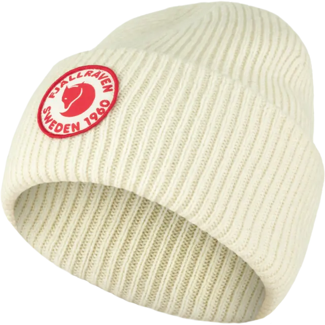 Fjällräven 1960 Logo Hat Chalk White Behagelig strikkelue i lammeull 