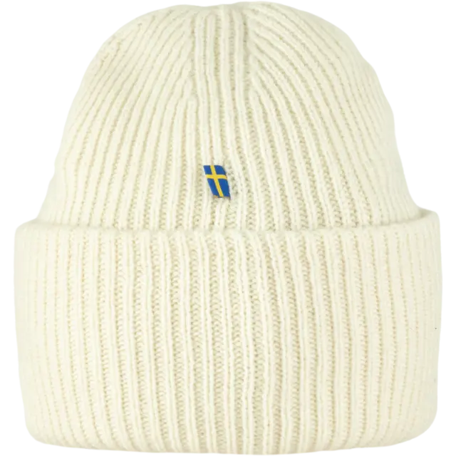 Fjällräven 1960 Logo Hat Chalk White Behagelig strikkelue i lammeull 