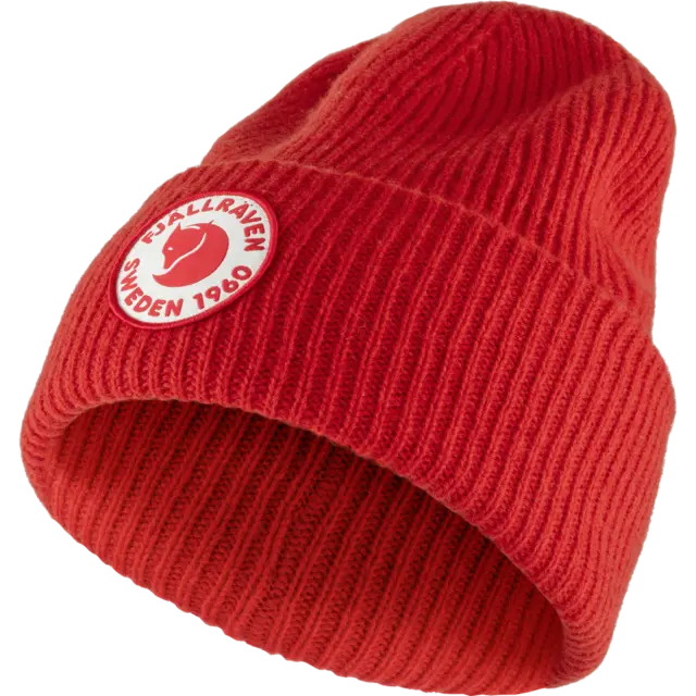Fjällräven 1960 Logo Hat True Red Behagelig strikkelue i lammeull 