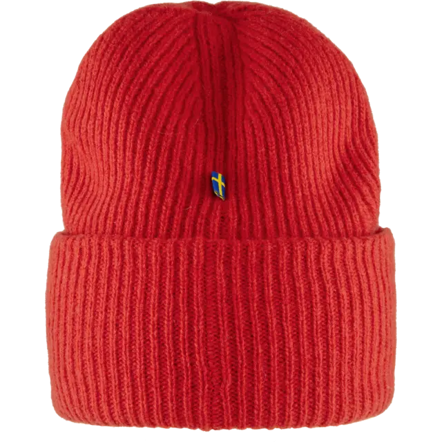 Fjällräven 1960 Logo Hat True Red Behagelig strikkelue i lammeull 
