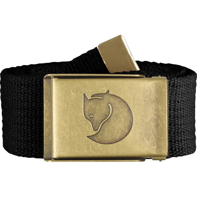 Fjällräven Canvas Brass Belt 4 cm Black Solid lerretsbelte med messingfinish 