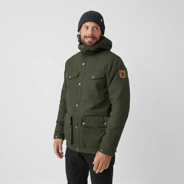 Fjällräven Greenland Winter Jacket M L Vinterjakke til herre i Green/Dark Grey 