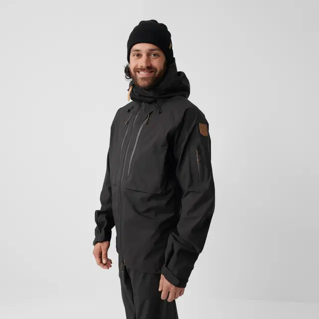Fjällräven Keb Eco-Shell Jacket M XXL Trelags skalljakke til herre i Black 