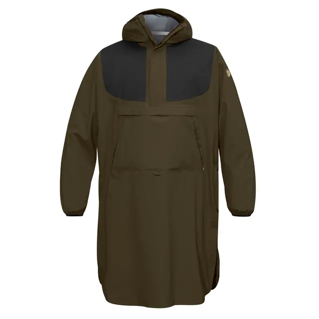 Fjällräven Lappland Eco-Shell Poncho 2,5 lags regnponcho i Dark Olive L/XL 