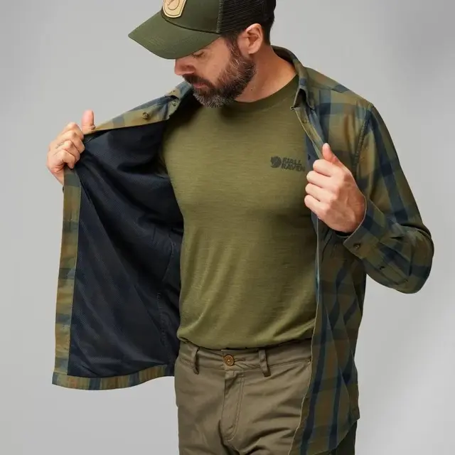 Fjällräven Lappland Mesh Shirt M L Light Olive-Indigo Blue, herre 