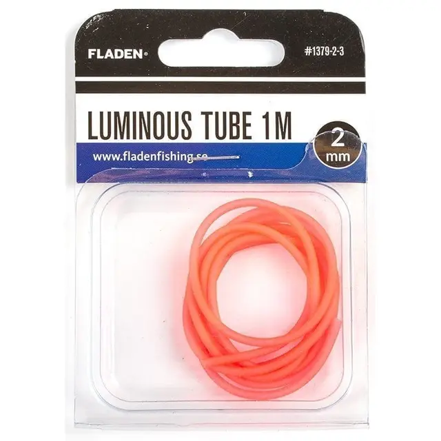 Fladen Luminous tube 1m Red 8mm 8mm gummislange i selvlysende farger 
