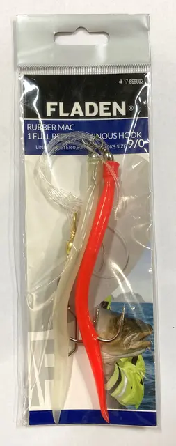 Fladen Gummi Mac 2 kroker #6/0 1stk rød & 1stk selvlysende 