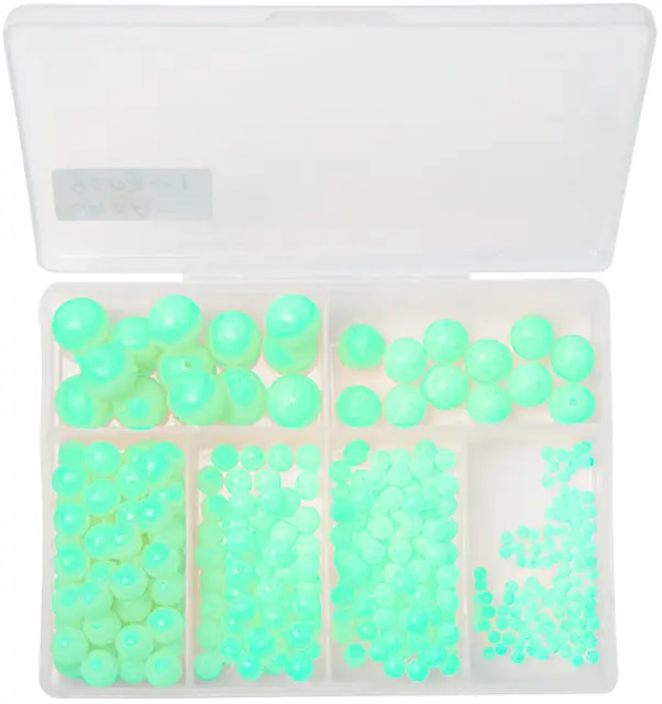 Fladen Luminous Soft Beads 300-pack Selvlysende myke perler 5, 8 og 10mm 