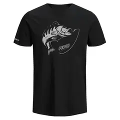Fladen Fighting Perch T-shirt S Black T-skjorte med abbormotiv