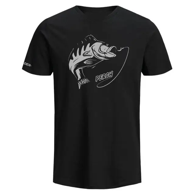 Fladen Fighting Perch T-shirt S Black T-skjorte med abbormotiv 