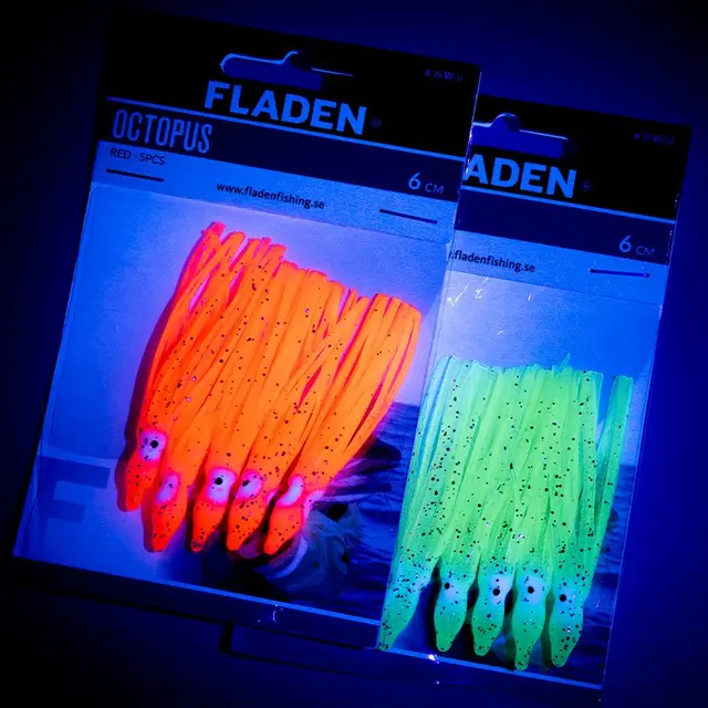 Fladen Octopus Red 6cm 5-pack rød UV blekksprut 