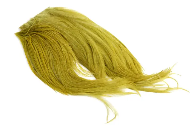 Whiting Bugger Pack White Dyed Olive Lange fjær med naturlig tapering 