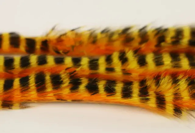 Tiger Barred Magnum Rabbit Strips Black Barred/Yellow Tipped Hot Orange 