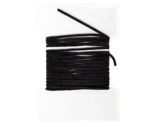 Textreme Suede Chenille Black Chenille av høy kvalitet til fluebinding 