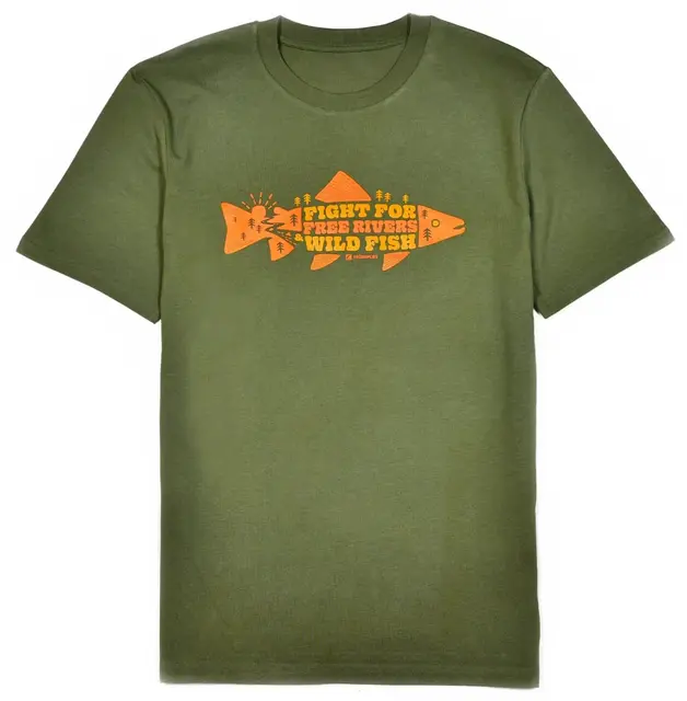 Frödin Free Rivers & Wild Fish TShirt M Khaki Green 