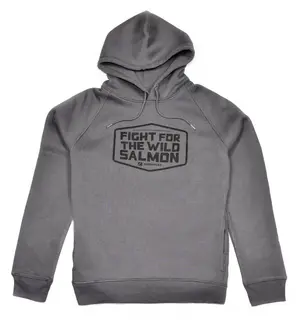 Fr&#246;din Wild Salmon Hoodie Graphite Grey Hettegenser med trykk p&#229; bryst