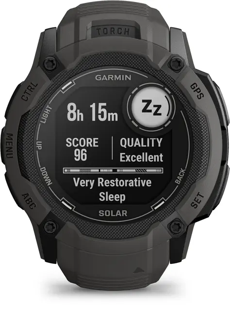 Garmin Instinct 2X Solar Grafitt GPS smartklokke med LED-lykt 