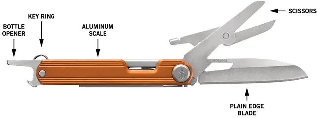 Gerber ArmBar Slim Cut Orange Multiverktøy med 4 funksjoner 71g 