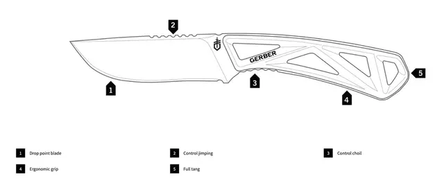 Gerber Exo-Mod Drop Point Hendig allround flåkniv for jegeren 