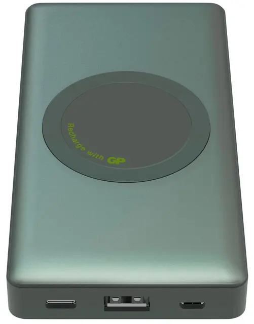 GP trådløst ladet PowerBank 10000mAh / 10W, Q10A, Grå 