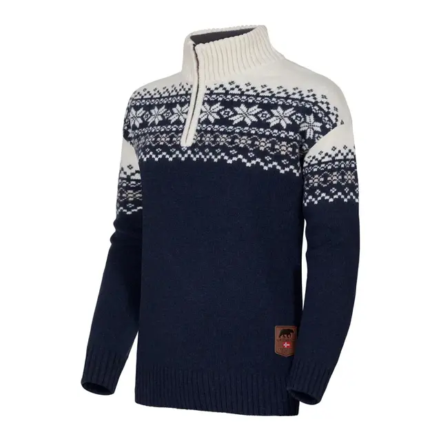 Gridarmor Snøkrystall Half Zip Ullgenser Navy/White S 