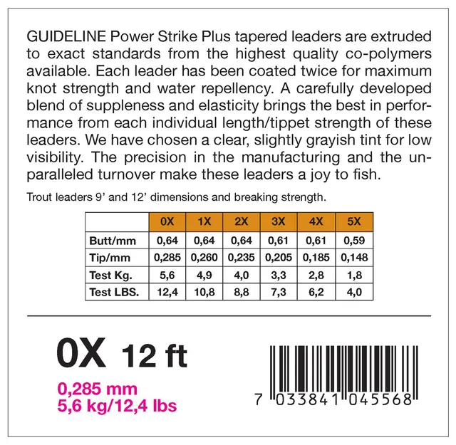 Guideline Power Strike 12' 3-Pack 5X 0,148 mm 