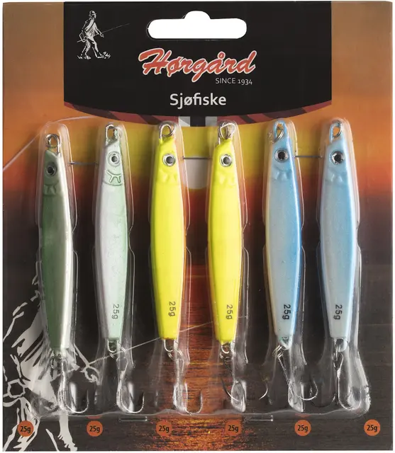 Hørgård Sjøfiske sluksett 6-pack 25g Klassiske sildesluker i populære farger 