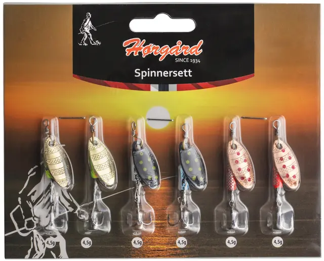 Hørgård Ørret Spinnere 6-pack 4,5g Seks lette spinnere til ferskvannsfiske 
