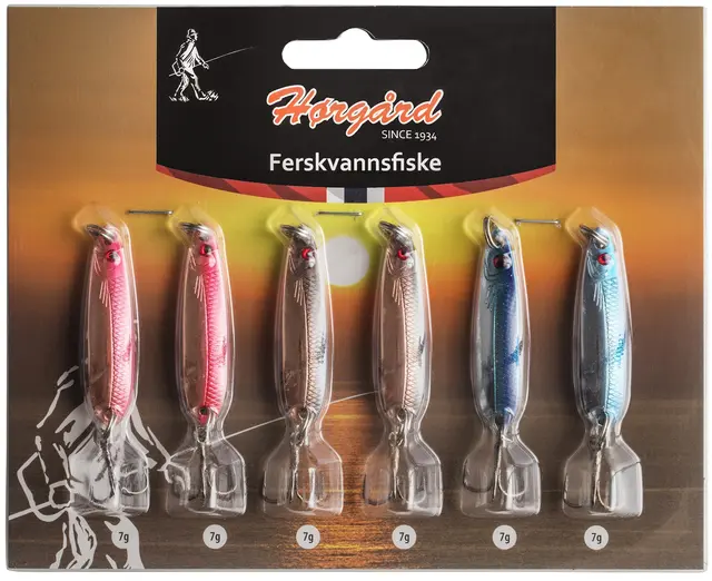 Hørgård Ferskvannfisk sluksett 6-pack 7g Seks effektive sluker til ferskvannsfisk 
