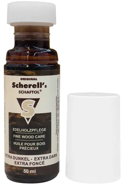 Scherell Schaftol ekstra mørk stokkolje 50ml som beskytter mot vær og vind 