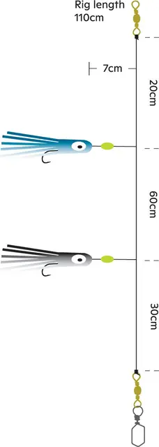 Kinetic Sabiki Blekksprut Maxi #8/0 Blue & Black Glitter 