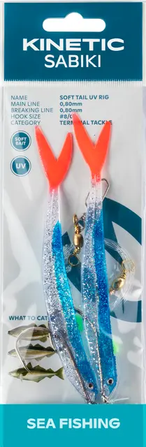 Kinetic Sabiki Soft Tail UV #8/0 Blue Fire Tail 